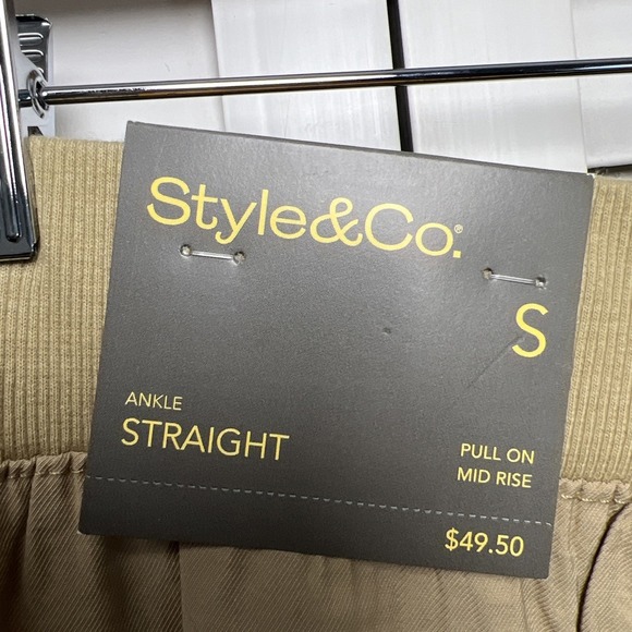Style & Co. Mid Rise Pull On Ankle Straight Pants Size Small Khaki NWT - Picture 7 of 10